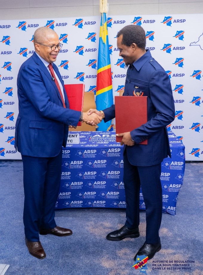 Protocole d’accord signé, RDC : l’ARSP et l’ARPTC engagées dans la promotion des entreprises congolaises dans le secteur des télécommunications !