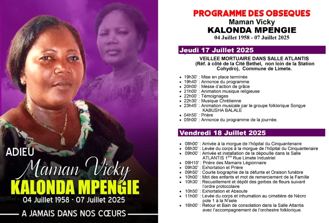 Page Noire : derniers hommages à Maman Vicky Kalonda Mpengie